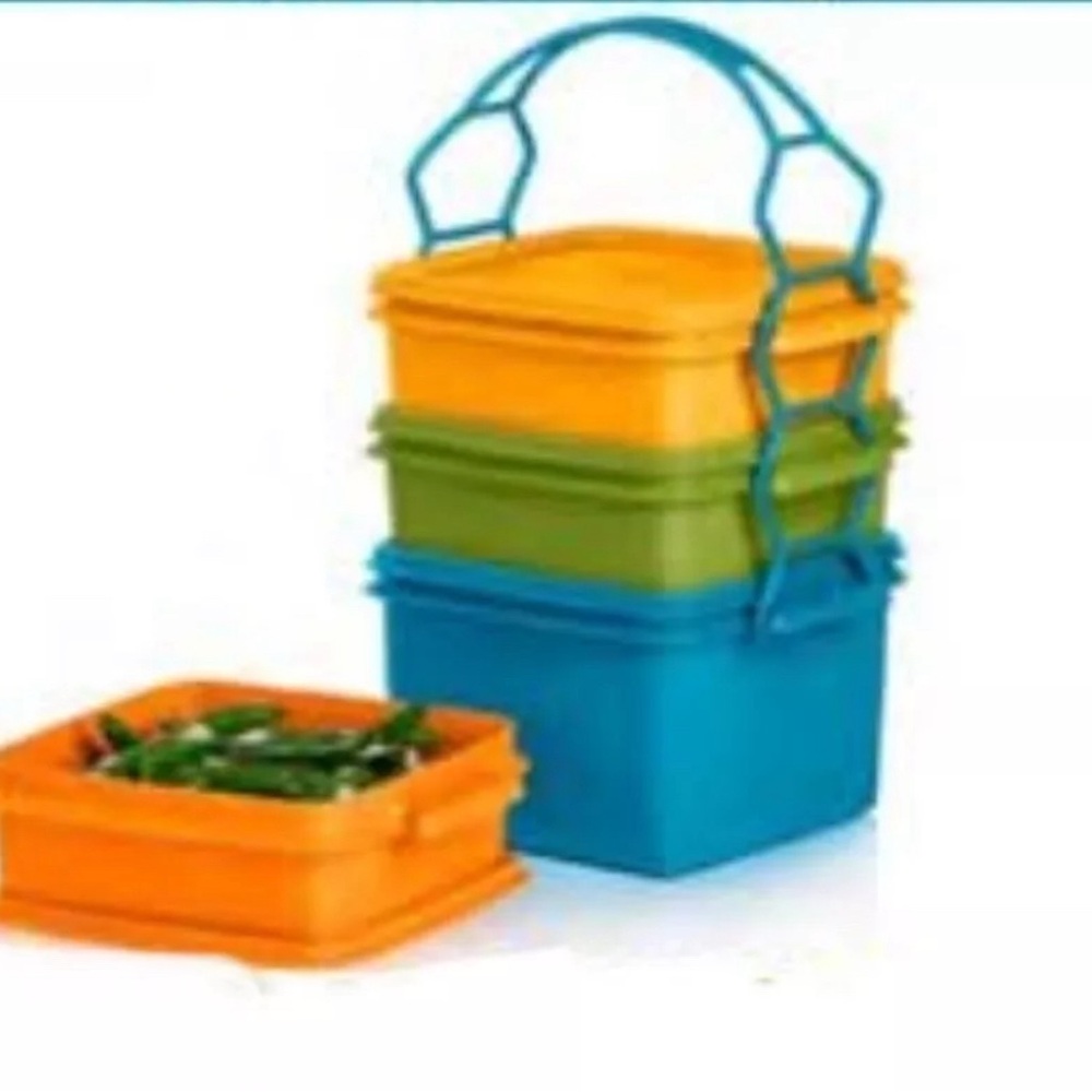 Tupperware Stackable Lunch Box Set Stacking Containers, NEW!.